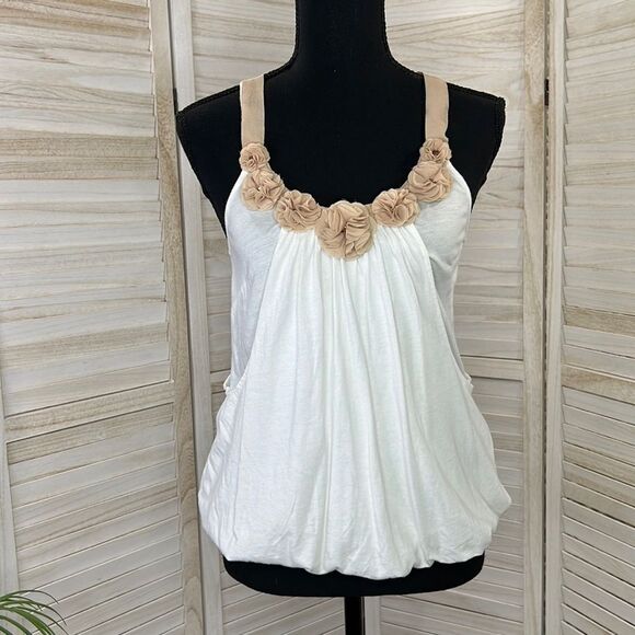 Anthropologie Tops - Anthropologie Deletta Dimensional Flower bubble Tank Top Small